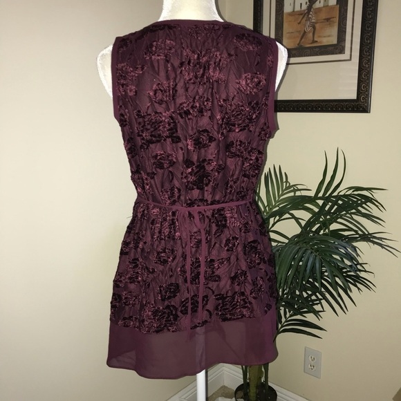 Simply Vera Burgundy Burnout Sleeveless Top S - Picture 6 of 6